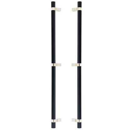 Emtek - Glass Shower Door Back to Back, Select Bar Appliance Pull 24 Inch C-C, Rectangular Bar Stem, Smooth Bar
