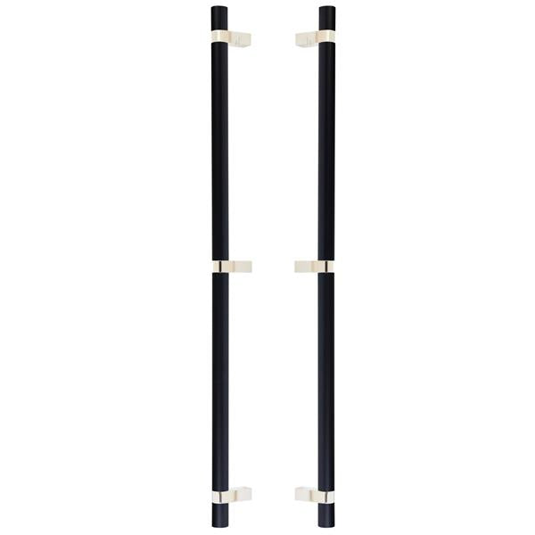 Emtek - Glass Shower Door Back to Back, Select Bar Appliance Pull 24 Inch C-C, Rectangular Bar Stem, Smooth Bar