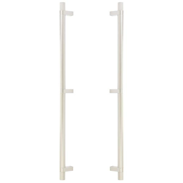 Emtek - Glass Shower Door Back to Back, Select Bar Appliance Pull 24 Inch C-C, Rectangular Bar Stem, Knurled Bar