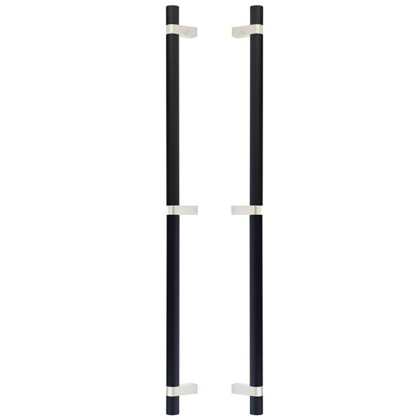 Emtek - Glass Shower Door Back to Back, Select Bar Appliance Pull 24 Inch C-C, Rectangular Bar Stem, Knurled Bar