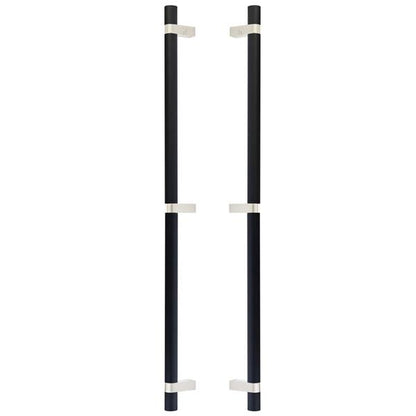 Emtek - Glass Shower Door Back to Back, Select Bar Appliance Pull 24 Inch C-C, Rectangular Bar Stem, Knurled Bar