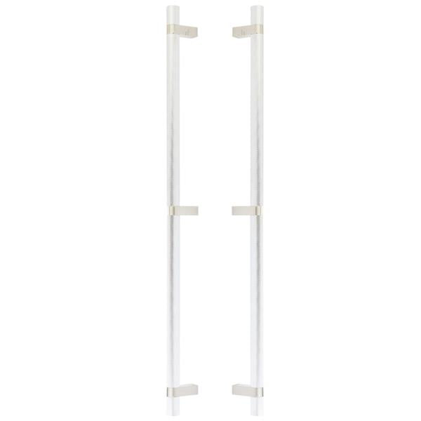 Emtek - Glass Shower Door Back to Back, Select Bar Appliance Pull 24 Inch C-C, Rectangular Bar Stem, Knurled Bar