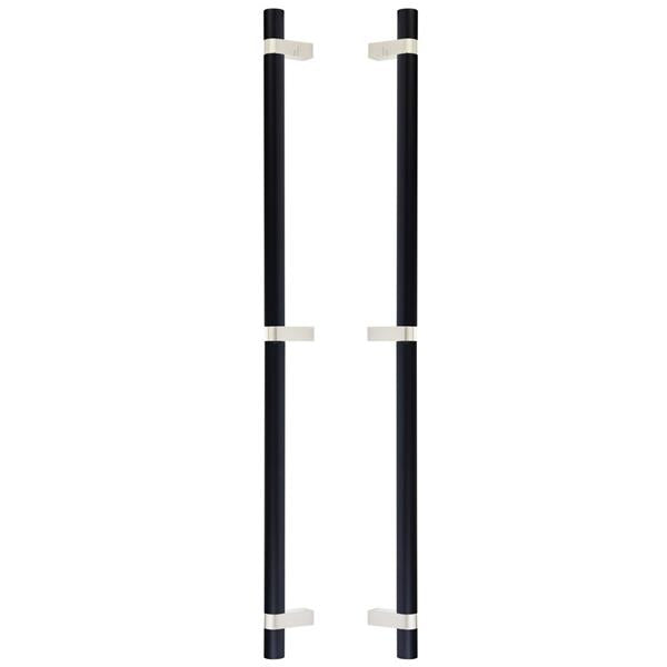Emtek - Glass Shower Door Back to Back, Select Bar Appliance Pull 24 Inch C-C, Rectangular Bar Stem, Smooth Bar