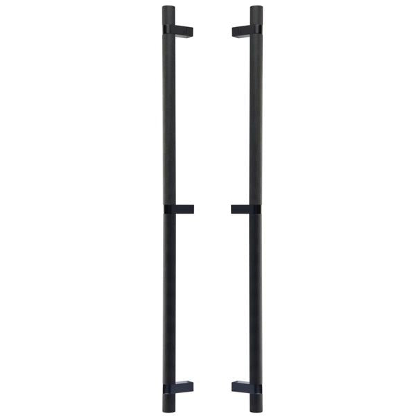 Emtek - Glass Shower Door Back to Back, Select Bar Appliance Pull 24 Inch C-C, Rectangular Bar Stem, Knurled Bar