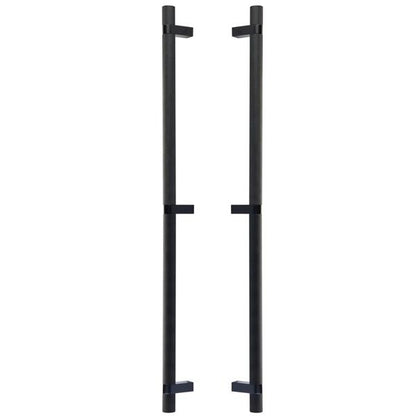 Emtek - Glass Shower Door Back to Back, Select Bar Appliance Pull 24 Inch C-C, Rectangular Bar Stem, Knurled Bar