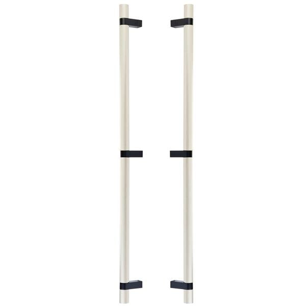 Emtek - Glass Shower Door Back to Back, Select Bar Appliance Pull 24 Inch C-C, Rectangular Bar Stem, Knurled Bar