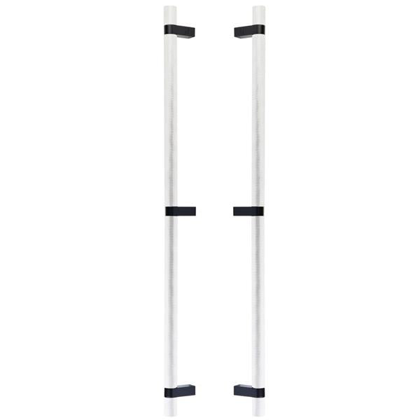 Emtek - Glass Shower Door Back to Back, Select Bar Appliance Pull 24 Inch C-C, Rectangular Bar Stem, Knurled Bar