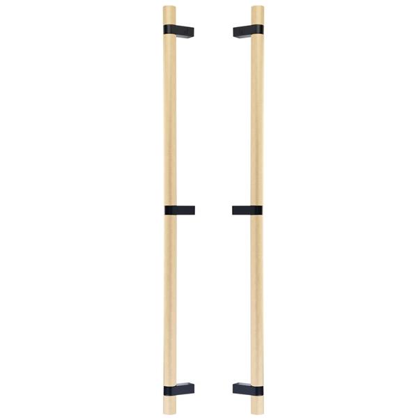 Emtek - Glass Shower Door Back to Back, Select Bar Appliance Pull 24 Inch C-C, Rectangular Bar Stem, Knurled Bar