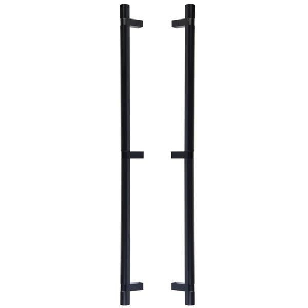 Emtek - Glass Shower Door Back to Back, Select Bar Appliance Pull 24 Inch C-C, Rectangular Bar Stem, Smooth Bar