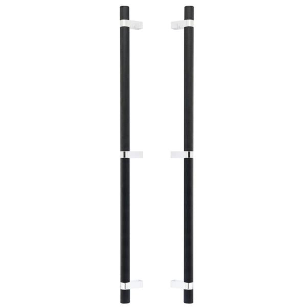 Emtek - Glass Shower Door Back to Back, Select Bar Appliance Pull 24 Inch C-C, Rectangular Bar Stem, Knurled Bar