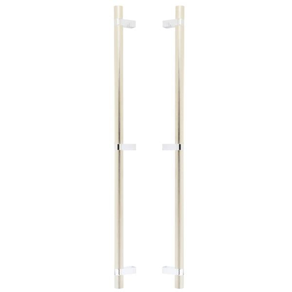 Emtek - Glass Shower Door Back to Back, Select Bar Appliance Pull 24 Inch C-C, Rectangular Bar Stem, Knurled Bar