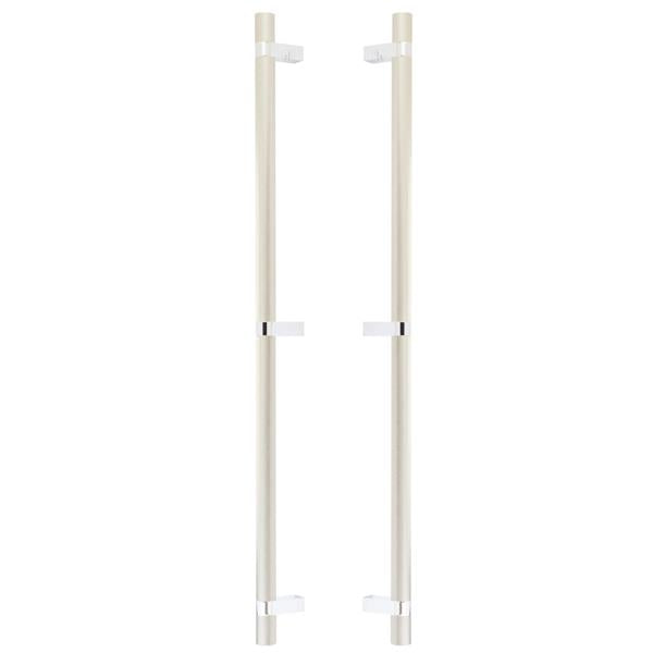 Emtek - Glass Shower Door Back to Back, Select Bar Appliance Pull 24 Inch C-C, Rectangular Bar Stem, Knurled Bar
