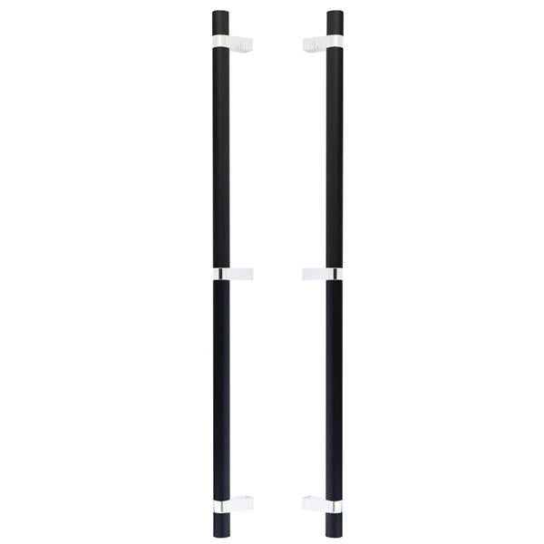 Emtek - Glass Shower Door Back to Back, Select Bar Appliance Pull 24 Inch C-C, Rectangular Bar Stem, Knurled Bar
