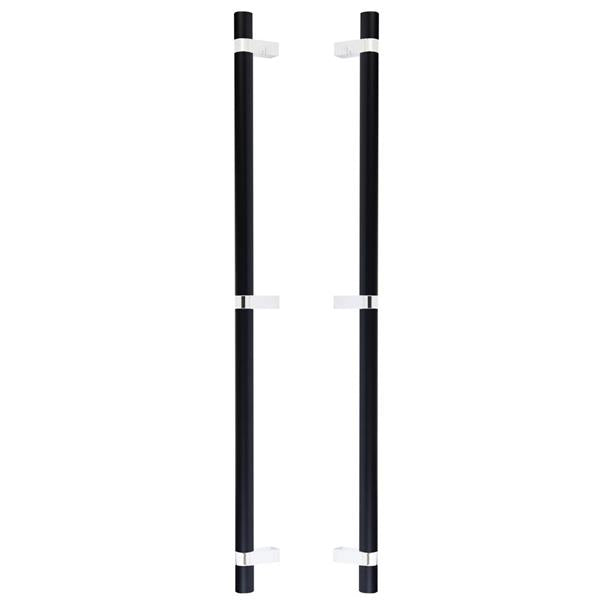 Emtek - Glass Shower Door Back to Back, Select Bar Appliance Pull 24 Inch C-C, Rectangular Bar Stem, Smooth Bar