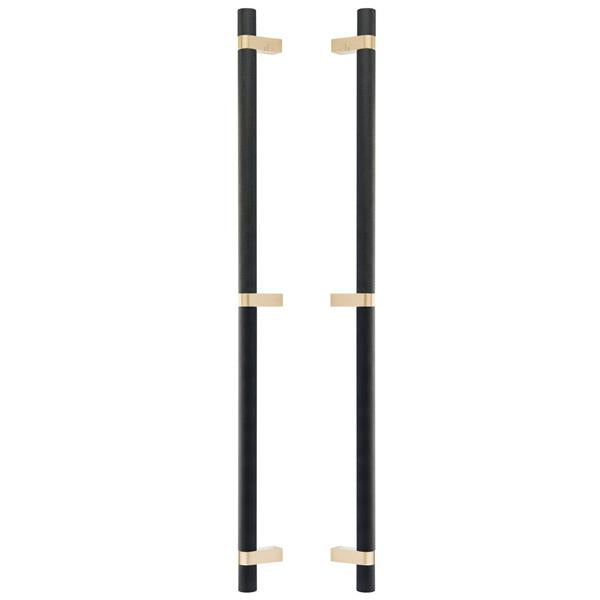 Emtek - Glass Shower Door Back to Back, Select Bar Appliance Pull 24 Inch C-C, Rectangular Bar Stem, Knurled Bar