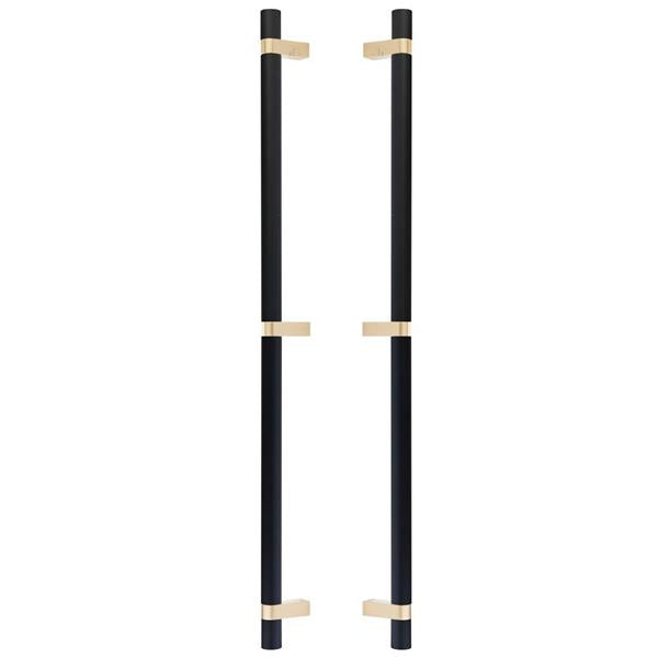 Emtek - Glass Shower Door Back to Back, Select Bar Appliance Pull 24 Inch C-C, Rectangular Bar Stem, Knurled Bar