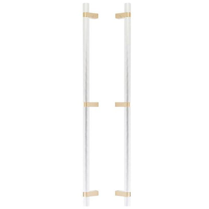Emtek - Glass Shower Door Back to Back, Select Bar Appliance Pull 24 Inch C-C, Rectangular Bar Stem, Knurled Bar