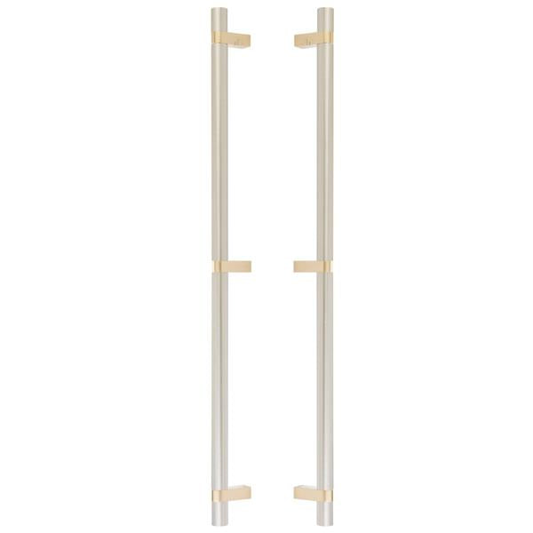 Emtek - Glass Shower Door Back to Back, Select Bar Appliance Pull 24 Inch C-C, Rectangular Bar Stem, Smooth Bar
