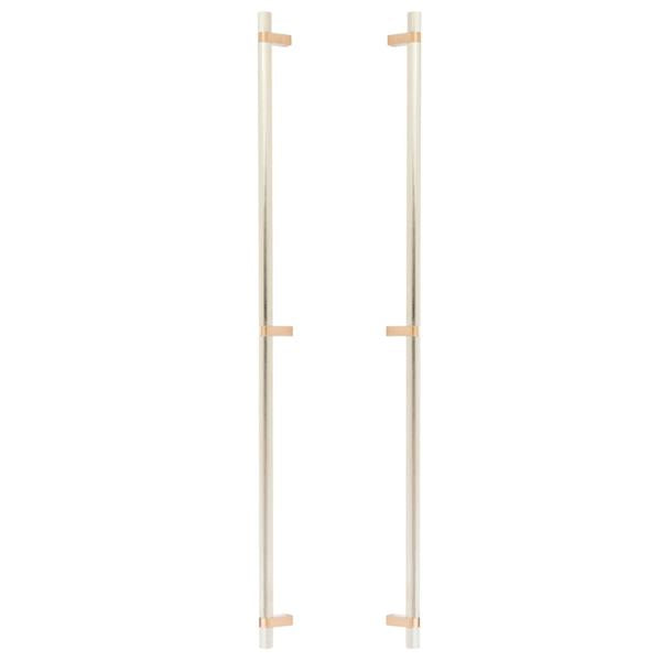 Emtek - Glass Shower Door Back to Back, Select Bar Appliance Pull 36 Inch C-C, Rectangular Bar Stem, Knurled Bar