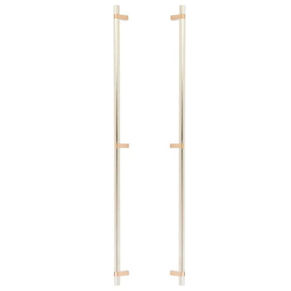 Emtek - Glass Shower Door Back to Back, Select Bar Appliance Pull 36 Inch C-C, Rectangular Bar Stem, Knurled Bar