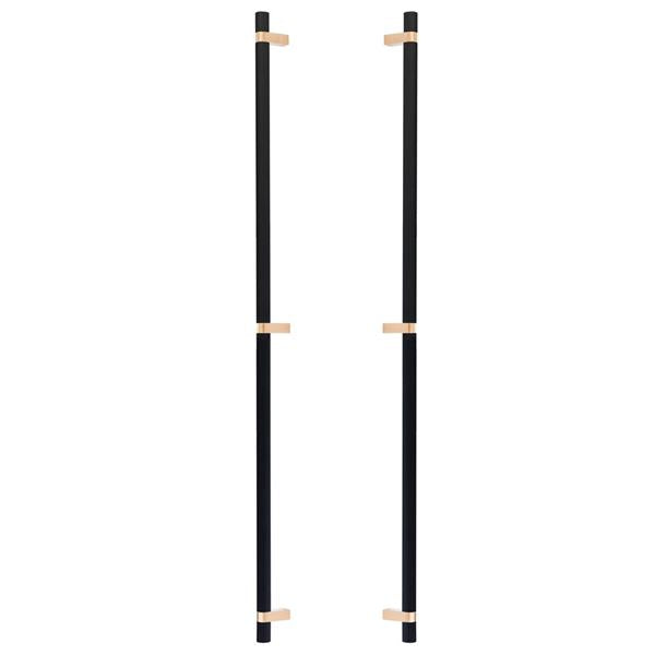 Emtek - Glass Shower Door Back to Back, Select Bar Appliance Pull 36 Inch C-C, Rectangular Bar Stem, Knurled Bar