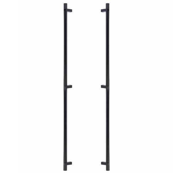 Emtek - Glass Shower Door Back to Back, Select Bar Appliance Pull 36 Inch C-C, Rectangular Bar Stem, Knurled Bar