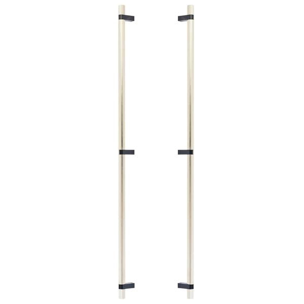 Emtek - Glass Shower Door Back to Back, Select Bar Appliance Pull 36 Inch C-C, Rectangular Bar Stem, Knurled Bar