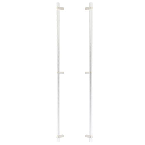 Emtek - Glass Shower Door Back to Back, Select Bar Appliance Pull 36 Inch C-C, Rectangular Bar Stem, Knurled Bar