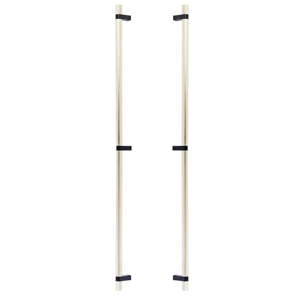 Emtek - Glass Shower Door Back to Back, Select Bar Appliance Pull 36 Inch C-C, Rectangular Bar Stem, Knurled Bar