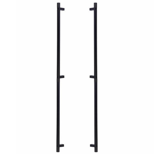 Emtek - Glass Shower Door Back to Back, Select Bar Appliance Pull 36 Inch C-C, Rectangular Bar Stem, Knurled Bar