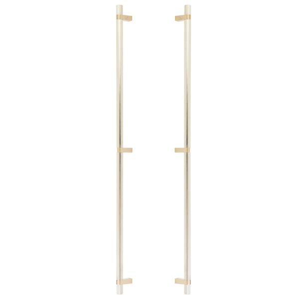 Emtek - Glass Shower Door Back to Back, Select Bar Appliance Pull 36 Inch C-C, Rectangular Bar Stem, Knurled Bar