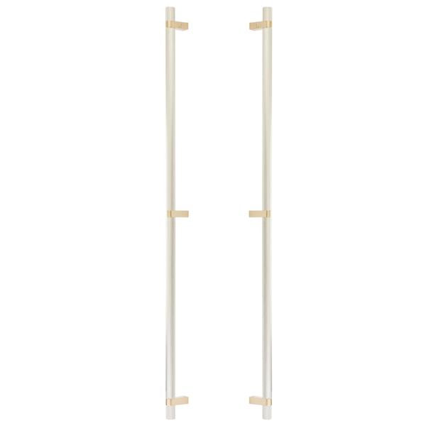 Emtek - Glass Shower Door Back to Back, Select Bar Appliance Pull 36 Inch C-C, Rectangular Bar Stem, Knurled Bar