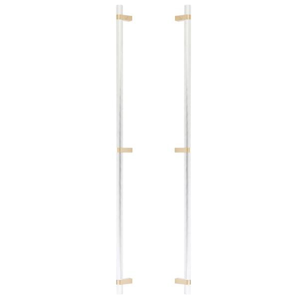 Emtek - Glass Shower Door Back to Back, Select Bar Appliance Pull 36 Inch C-C, Rectangular Bar Stem, Knurled Bar
