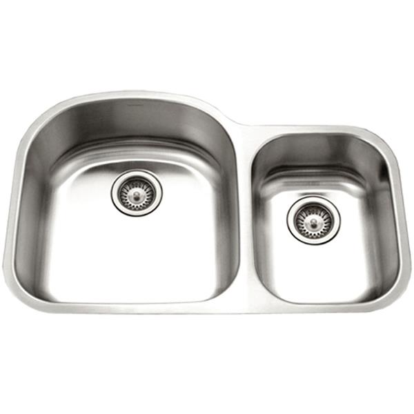 Hamat - Enterprise 32 Inch Undermount Stainless Steel 70/30 Double Bowl Kitchen Sink, Small Bowl Right, 18 Gauge