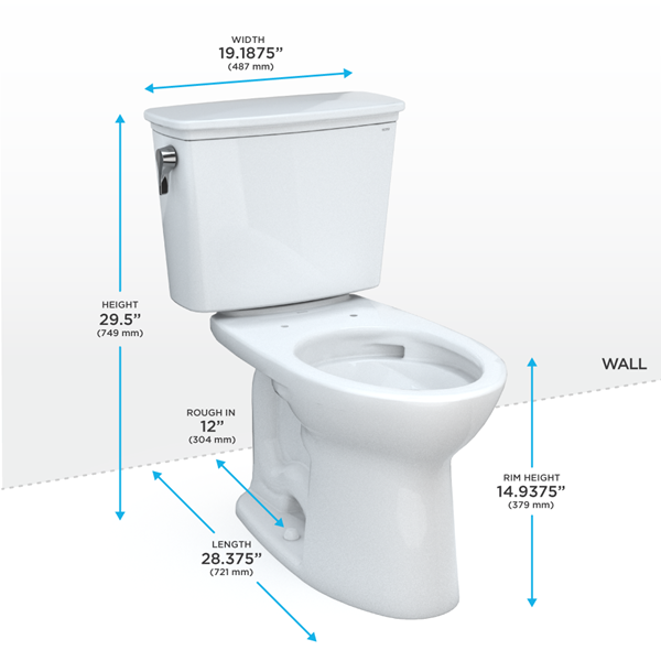 Toto - Drake Transitional Two-Piece Elongated 1.28 Gpf Tornado Flush Toilet, Ebony