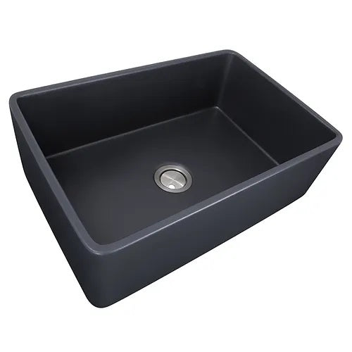 Nantucket Sinks - 30 Inch Farmhouse Fireclay Sink With Matte Black Finish