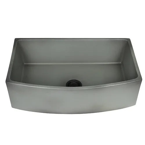 Nantucket Sinks - Italian Made Fine Fireclay Curved Apron Farmer Sink Finished In A Concrete  Finish