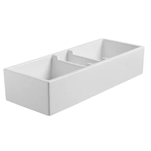 Nantucket Sinks - 47 Inch Triple Bowl Fireclay Farmhouse Sink Finished In White