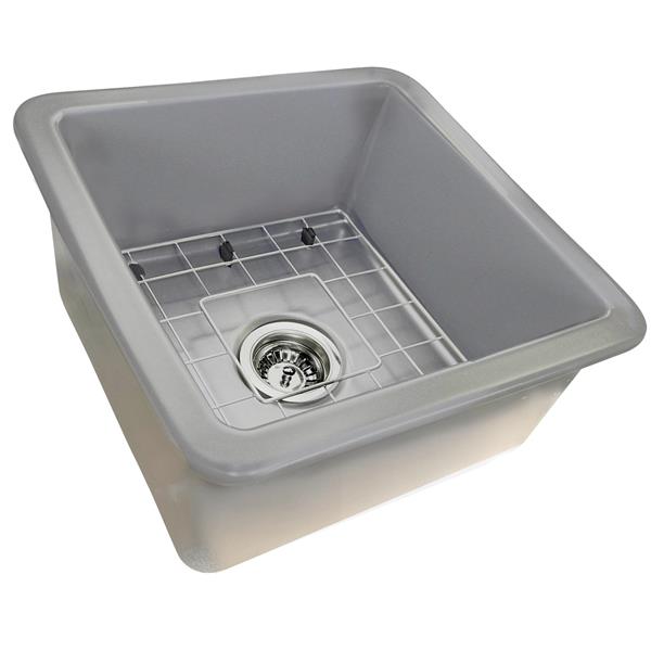 Nantucket Sinks - 18 Inch Undermount Fireclay Kitchen Sink Glazed In A Matte Grey
