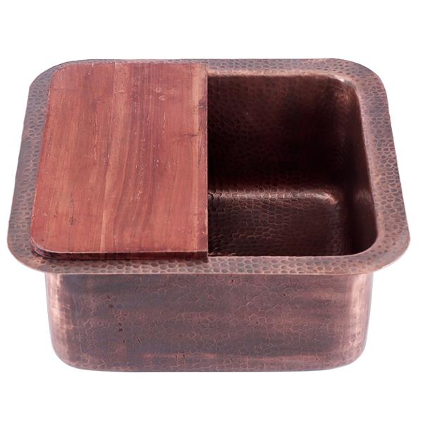 Nantucket Sinks - 16.25 Inch Hand Hammered Copper Square Undermount Bathroom Sink