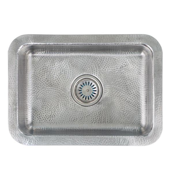 Nantucket Sinks - 20 Inch Hammered Stainless Steel With A Matte Finish Rectangle Bar Sink