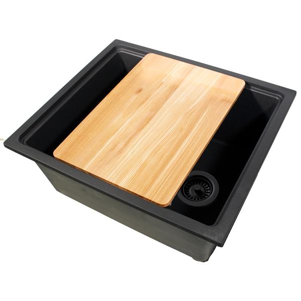Nantucket Sinks - 22 Inch Dualmount Granite Composite Prep-Station With Side Set Drain - Matte Black