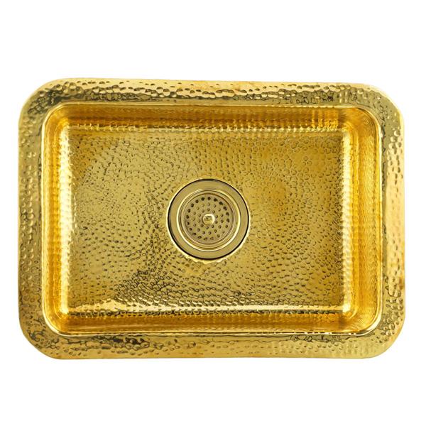 Nantucket Sinks - 20 Inch X 14 Inch Hammered Brass Rectangle Undermount Bar Sink