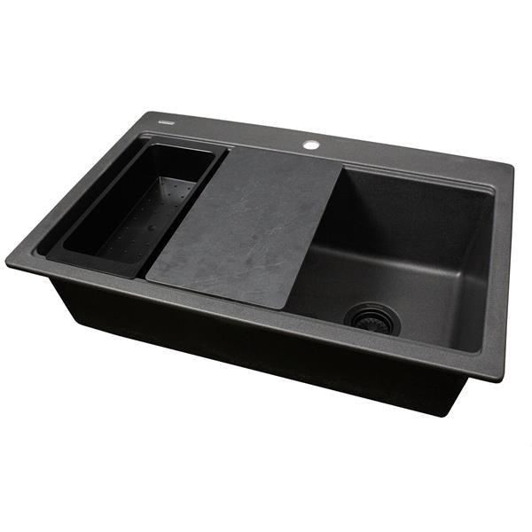 Nantucket Sinks - 33 Inch Dualmount Workstation Granite Composite Black