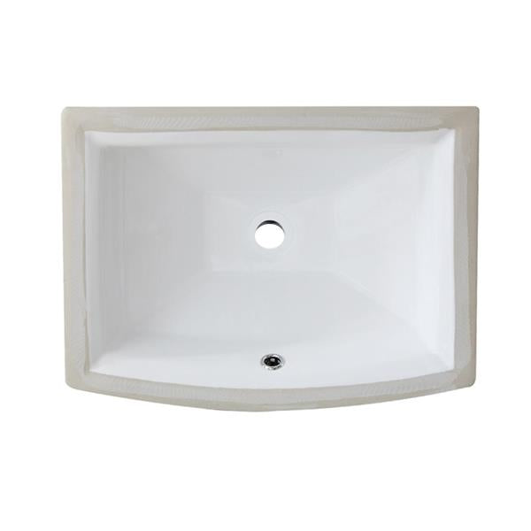 Nantucket Sinks - 19.75 Inch X 16 Inch Undermount Ceramic Rectangle Bathroom Sink In White.  