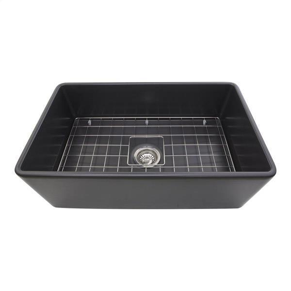 Nantucket Sinks - 30 Inch Bluff Grey Fireclay Farmhouse Kitchen Sink