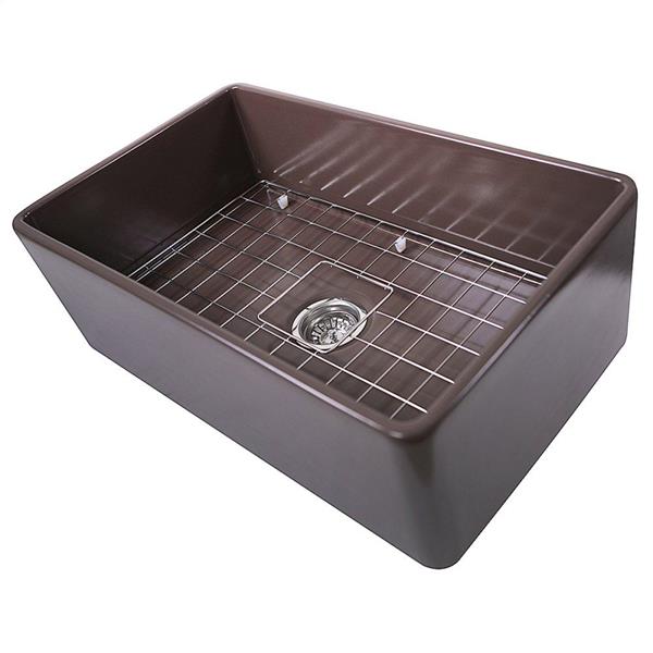 Nantucket Sinks - 30-Inch Coffee Brown Fireclay Farmhouse Kitchen Sink.  