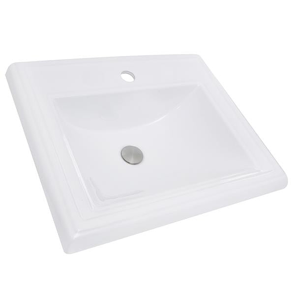 Nantucket Sinks - 23 Inch Rectangular Drop-In Ceramic Vanity Sink