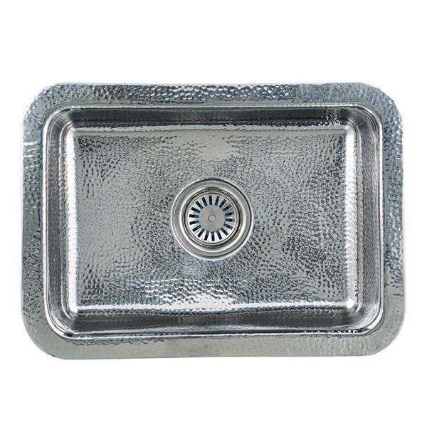 Nantucket Sinks - 20 Inch Hammered Stainless Steel Rectangle Bar Sink ...