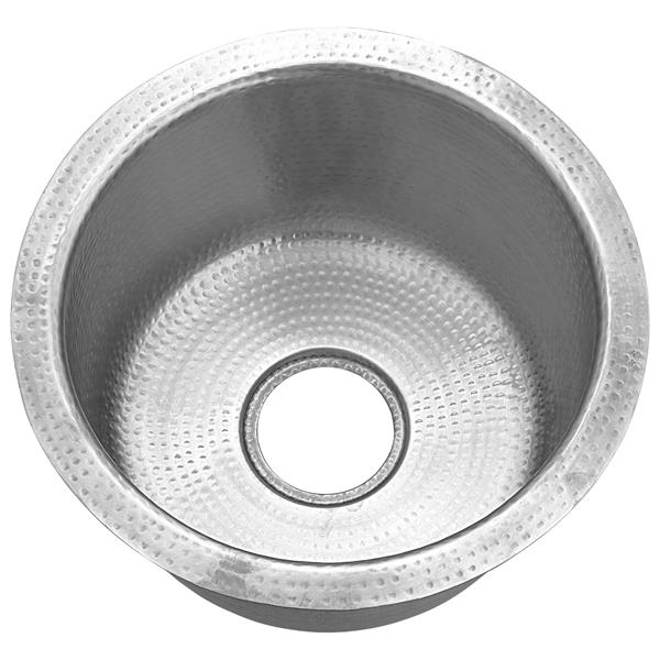 Nantucket Sinks - 15-Inch Hand Hammered Round Stainless Steel Bar Sink Matte Finish